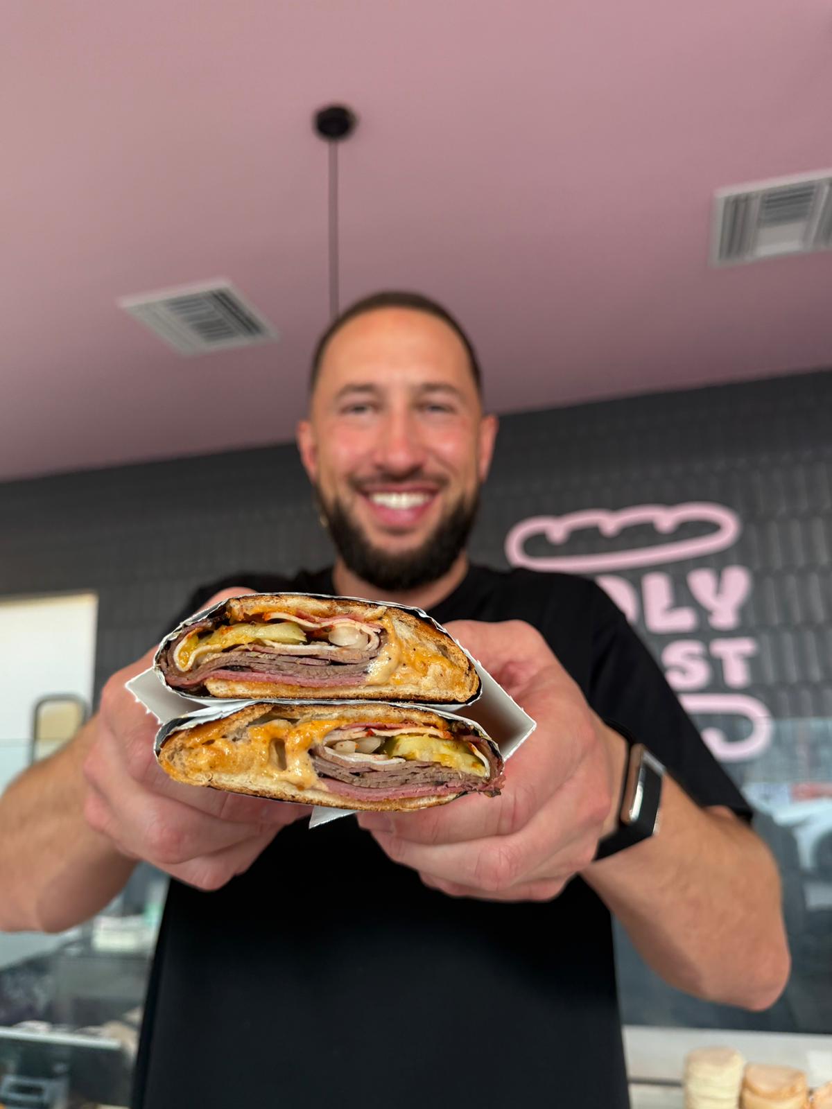 Holy Toast pressed sandwich stacked